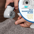 VLOXO Cordless Cardboard Cutter, Electric Scissors with Safety Lock 4.2V Power Box Cutter Multi-Cutting Tools, Rechargeable Electric Scissors for Cardboard Leather Carpet with Storage Box Grey