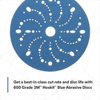 3M Hookit Blue Abrasive Discs 36183, Multi-Hole, Blend Preparation, Paint Preparation, 6 in, 600 Grade, 50 Discs/Carton