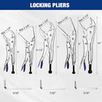 WORKPRO 5-Piece Pliers Set - 6", "7-', 10' Curved Jaw Pliers, Fast Release with 3pc Hex Keys