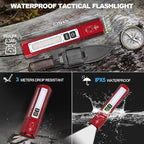 Rechargeable Flashlights High Lumens - Super Bright Small Pocket Magnetic Flashlight, 8 Modes LED Tactical Flash Light, Dual Button Powerful Flashlight for Camping (2, Red)