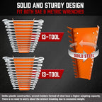 ALOANES 52-Slot Metal Wrench Organizer, Heavy Duty Wrench Organizer Tray for Tool Box, Fit SAE & Metric Wrench Storage, 4 Pack Wrench Holders(Orange)