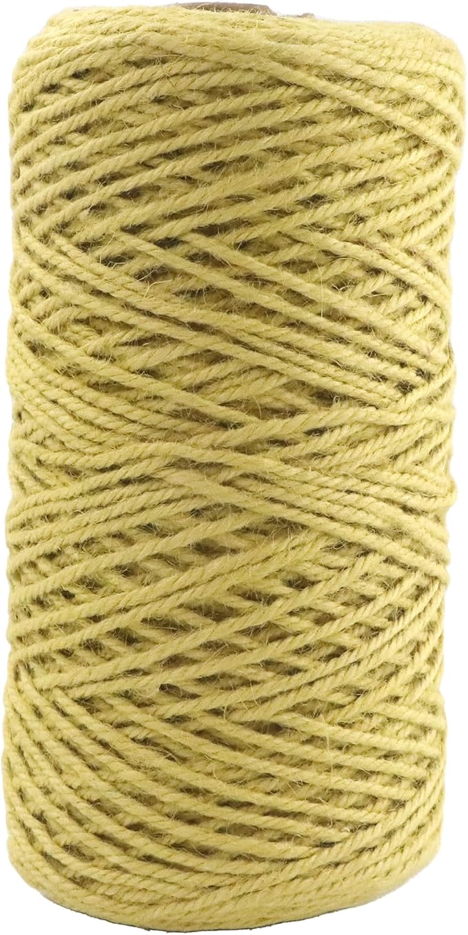 3mm x 500 Feet Yellow Jute Rope, Twine for Gardening Tomato Climbing Plant Tie Floristry Crafts Gift Wrapping Packing Decor