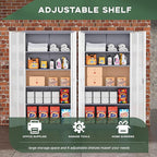 Greenvelly Metal Garage Storage Cabinet, 72" Locking Metal Cabinet with 2 Doors and 4 Adjustable Shelves, Grey White Steel Tool Organization for Home, Office, Garage (36" W x 18" D)