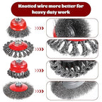 12 Pack Wire Wheel for Angle Grinder Coarse Crimped and Knotted Wire Wheel Brush Cup Set 4 1/2 Angle Grinder Attachments with 5/8-11 UNC Threaded Arbor for Rust Paint Removal