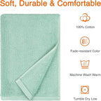 Amazon Basics 100% Cotton Quick-Dry Lightweight Moisture Absorbing Bath Towel, 2-Pack, Seafoam Green, 54" x 30"