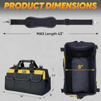 TICONN Heavy Duty Tool Bag with Multi-Pockets, Portable Tool Box Organizer Storage Bag, with Adjustable Shoulder Strap and Ergonomic Handle (Yellow, 14" Standard Base)