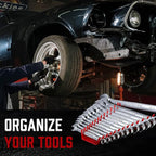 ALOANES 130-Slot Metal Wrench Organizer, Heavy Duty Wrench Organizer Tray for Tool Box, Fit SAE & Metric Wrench Storage, 10 Pack Wrench Holders(5 Colors)