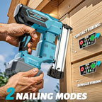 Cordless Brad Nailer 2-in-1 Compatible with Makita Battery, 5/8 to 1-1/4 Inch Electric Nail Gun/Staple Gun, 18 Gauge Nail Gun Brushless Motor with 1000 Nails for Wood Carpentry