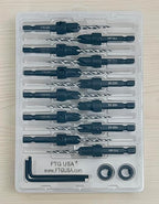 FTG USA 12 Pc #6 (9/64") Countersink Drill Bit Set for Wood with Tapered Drill Bit