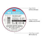 3M Temflex Multi-Purpose Vinyl Electrical Tape 165, Purple, 3/4 in x 60 ft (19 mm x 18 m), 10 Roll Pack