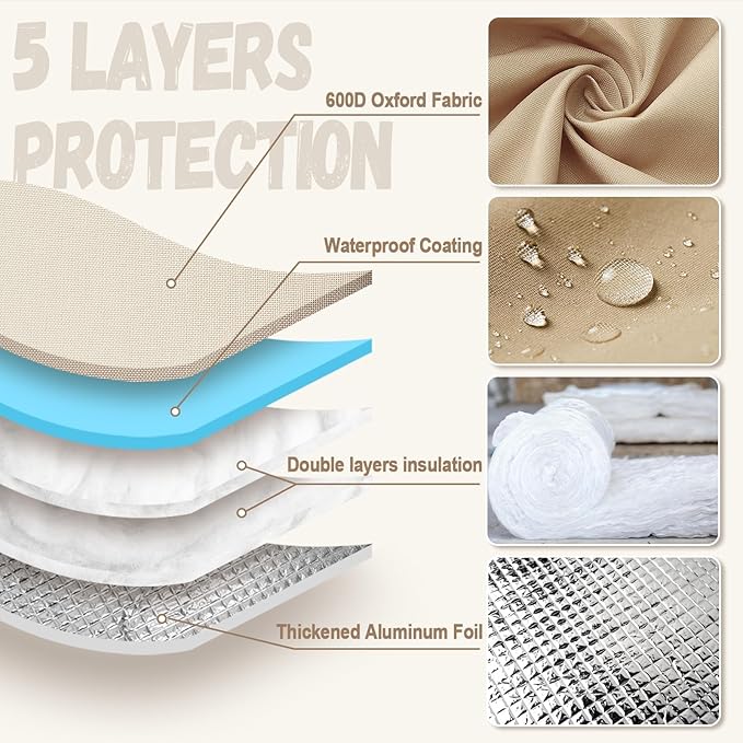 Backflow Preventer Insulation Cover - Backflow Pressure Vacuum Breaker Cover - Insulated Backflow Cover Pouch for Irrigation Back Flow Sprinkler Valves in Winter or Sun Exposure (13”W x 12”H, Sand)