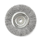 YKLP 6 Inch Wire Wheel Brush for Bench Grinder Grinding Wheel,Coarse Crimped Steel Wire 0.012" with 1/2" & 5/8" Arbor for Rust Removal, Cleaning, Polishing,1PC