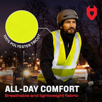 NoCry 360° Reflective Hi Vis Vest for Men and Women with Reinforced Stitching — ANSI/ISEA Yellow High Visibility Clothing for Work with Strong Hook & Loop Closure