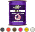 The Paracord Store | Type III 550 Paracord - 1000 FT Spool, Acid Purple | Heavy Duty 7 Strand Tactical Paracord - USA Made Nylon Outdoor Parachute Cord for Camping, Fishing & More - Survival Cord
