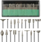 Stone Carving Set Diamond Burr Bits Compatible with Dremel, 50PCS Polishing Kits Rotary Tools Accessories with 1/8’ Shank For Carving, Engraving, Grinding, Stone, Rocks, Jewelry, Glass, Ceramics