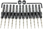 FTG USA 12 Pc #6 (9/64") Countersink Drill Bit Set with Depth Stop Collar, Hex Wrench - Tapered Drill Bits for Wood