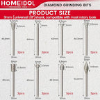 20PCS Stone Carving Set Diamond Burr Bits, HOMEIDOL Diamond Grinding Bits Suitable for Dremel, Polishing Kits Rotary Tools Accessories with 1/8" Shank for Carving, Engraving, Grinding, Stone, Glass