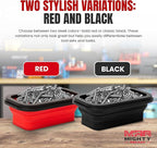 Collapsible Magnetic Tray Set of 3 Sizes – Foldable Silicone Tool Tray Organizer for Screws, Bolts, Nuts, Washers, Pins, & Small Metal Parts with Durable Magnetic Base (Red)