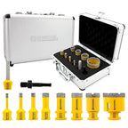 HIGHDRIL Diamond Drill Bits Kit with 5/8-11 for Porcelain Tile Ceramic Marble Brick Concrete Vacuum Brazed Hole Saw(6/8/10/16/20/25/32/50mm+10mm Finger Bits+SDS Shank Adapter