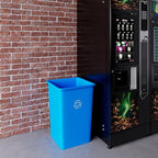 35 Gallon Blue Square Commercial Trash Garbage Can | Outdoor Office Restaurant School Kitchen