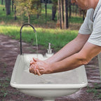 Hike Crew XL Portable Outdoor Foot Pump Camping Sink – Collapsible Hand Wash Basin w/ 7 Gallon (30L) Water Tank, Wheels, Soap Dispenser, Gooseneck Faucet & Towel Holder – for RV, Travel, Worksite