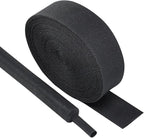 Black 2:1 Ratio Automotive Heat Shrink Braided Sleeving,Wear-Resistant Flat Woven Shrinkable Sleeve Fabric Car Cable Wires Hoses Protection (1-1/8"-8ft)