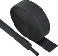 Black 2:1 Ratio Automotive Heat Shrink Braided Sleeving,Wear-Resistant Flat Woven Shrinkable Sleeve Fabric Car Cable Wires Hoses Protection (1-1/8"-26ft)