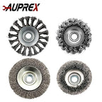 4 Pack Wire Wheel Brush Set for Angle Grinders, 4 & 3 Inch, 5/8'-11 Thread Arbor, Twist Knotted Coarse Crimped Wire Brushes