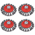 4 Pack 4 Inch Twist Knotted Wire Wheel Brush for Angle Grinder with 5/8 Inch-11 Threaded Arbor, for Heavy-Duty Conditioning for Various Metals