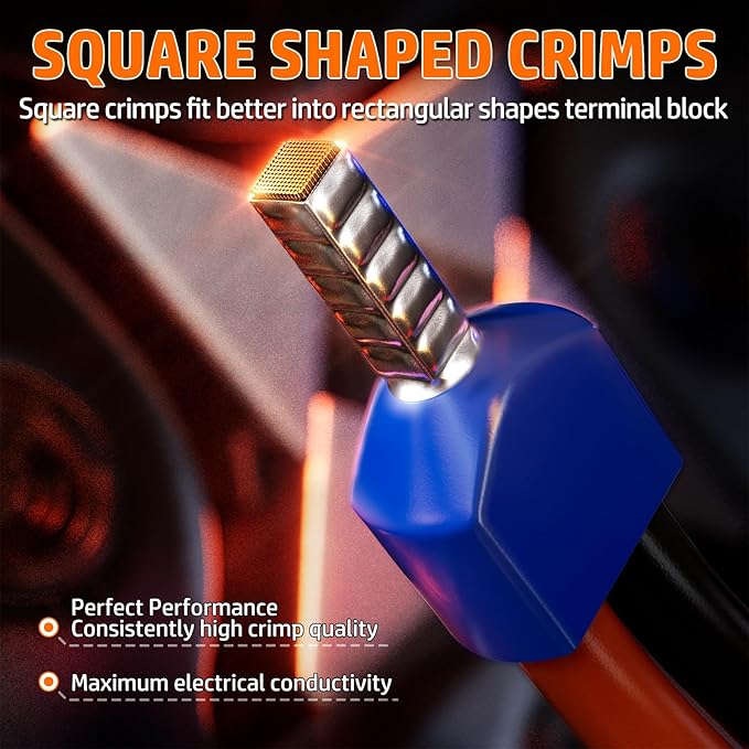 PEBA Ferrule Crimping Tool Kit, Square Pliers AWG28-7 & 33 Sizes Ferrules(AWG24-8) for Electrical Wiring/DIY Terminals | Self-Adjusting Ratchet Crimper - Copper Ferrule Kit