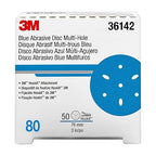 3m 3M-36142 Hookit Blue Abrasive Disc Multi-hole, 3 80 Grade