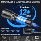 Banral Flashlights High Lumens Rechargeable, Super Bright LED Small Powerful Flashlight with Memory Function, 6Modes Pocket Waterproof Flash Light for Camping,Hiking (1, Black)