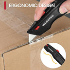 WORKPRO Premium Utility Knife, Retractable All Metal Heavy Duty Box Cutter, Quick Change Blade Razor Knife, with 10 Extra Blades