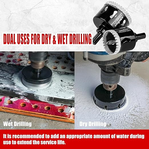 2-1/8 Inch Diamond Hole Saw with Pilot Drill Bit, 2-1/8" Serrated Brazing Tile Hole Saw Diamond Core Drill Bits with Guiding Bit for Ceramic Porcelain Tile Glass Stone Granite Marble