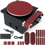 Twotrees Mini Disc Sander 6-Inch, 1.2x15in Belt Bench Grinder, Dual Motor Adjustable Speed Electric Sander Suitable for Diy Grinding of Metal, Wood, Aluminium, Etc