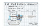 Shars 1-2" Digit Outside Micrometer, 0.0001" Graduation 303-2403 P)