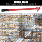 Rebar Bender Tool 35 Inch, Hand Operated to 5/8 with Reverse Head - Industrial Metal Bender for Construction, Flat Steel Rods (Red)