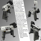 110V Horizontal Vertical Bandsaw 1/2HP 420W Bench Top Metal Cutting Bandsaw Machine with 100x150mm Cutting Capacity Tilting Vise 0-45° Casters Work Light for Metal & Non-Metallic Materials