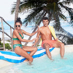 Dock & Bay Beach Towel - Quick Dry, Sand Free - Compact, Lightweight - 100% Recycled - Includes Bag - Cabana - Blue - Large (160x90cm, 63x35)