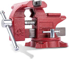 Home Vise 4-1/2" Jaw Width Bench Vise with a 3 Inch Jaw Opening Home Vise for Woodworking, Drilling, Cutting Cast Iron Red