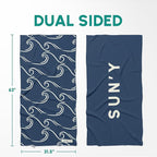 SUN'Y Waffle Microfiber Beach Towel – Sand Free, Quick Dry, Ultra Absorbent, Lightweight & Compact Travel Towel with Carry Bag - Large (63” x 31.5”), Curl