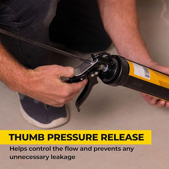 AWF PRO Heavy Duty Caulk Gun, 18:1 Thrust Ratio, Steel Frame Construction, Rotating Barrel, Ladder Hook, Puncture Tool & Dripless Pressure Release Tab (Pack of 6, 29 oz Caulking Gun)