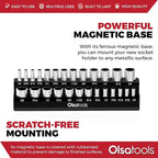 Olsa Tools Magnetic Socket Organizer | 1/4-Inch Drive | SAE | Black | Holds 26 Sockets | Professional Quality Tools Organizer