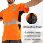 sesafety Safety Reflective Shirts, Class 2 High Visibility Shirts for Men Construction Work Mesh Short Sleeve Orange 5XL