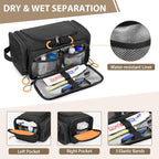 Tactical Toiletry Bag for Men, Hanging Hygiene Bag, Travel Dopp Kit Organizer for Shaving, Shower Essentials and Toiletries, Black (Empty Bag)
