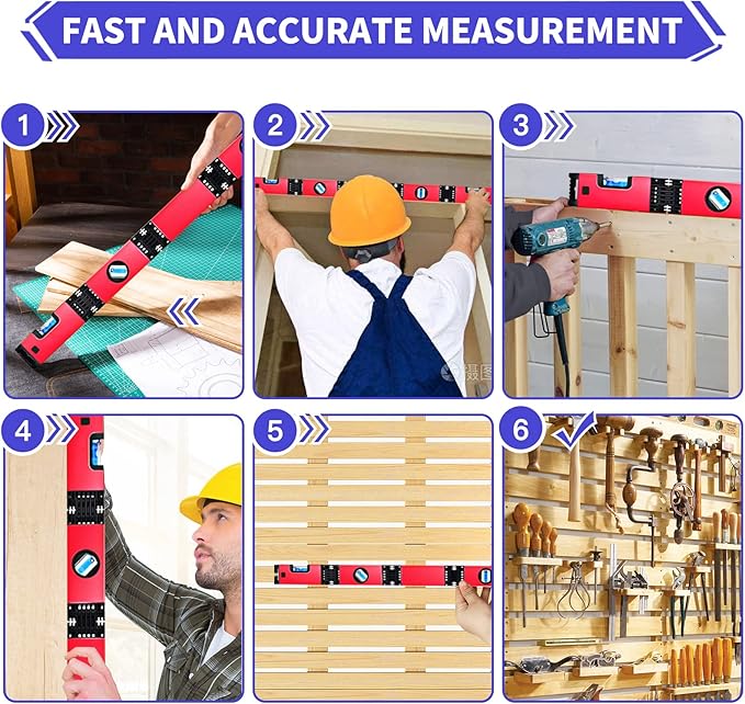 Multi-Function Foldable Level - 28 Inch Foldable Measuring Tool with 4 Easy-Read Level Bubbles 45/90/180, Multi-Angle Measurement Tool for Carpenters, Woodworkers, Fabricators