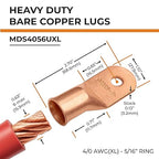 SELTERM 25pcs 4/0 AWG(XL) 5/16" Stud Battery Lugs,Ring Terminals,Heavy Duty Copper Wire Lugs,Battery Cable Ends,0000 Gauge Ring Terminal Connectors,UL Bare Copper Eyelets Electrical Battery Cable Lugs