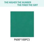 100PCS 600 Grit Premium Green Sanding Discs, 5-Inch 8-Hole Sandpaper for Random Orbital Sander