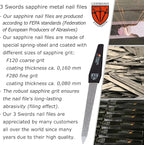 3 Swords Germany - Brand Quality Sapphire Metal Nail File Set (5 pcs.) with 3-Way Nail Buffer (1 pc.), Manicure Pedicure Finger & Toe Nail Care - Made in Solingen Germany (671)