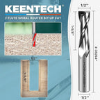 KEENTECH 1/2" Shank Upcut 2 Flute Flat Tip Sprial Router Bit for CNC Router Machine, 1/2" Cutting Diameter, 1-5/8" Cutting Depth, for Wood Cutting, Custom Furniture, Slot Mortise, Engraving, Carving